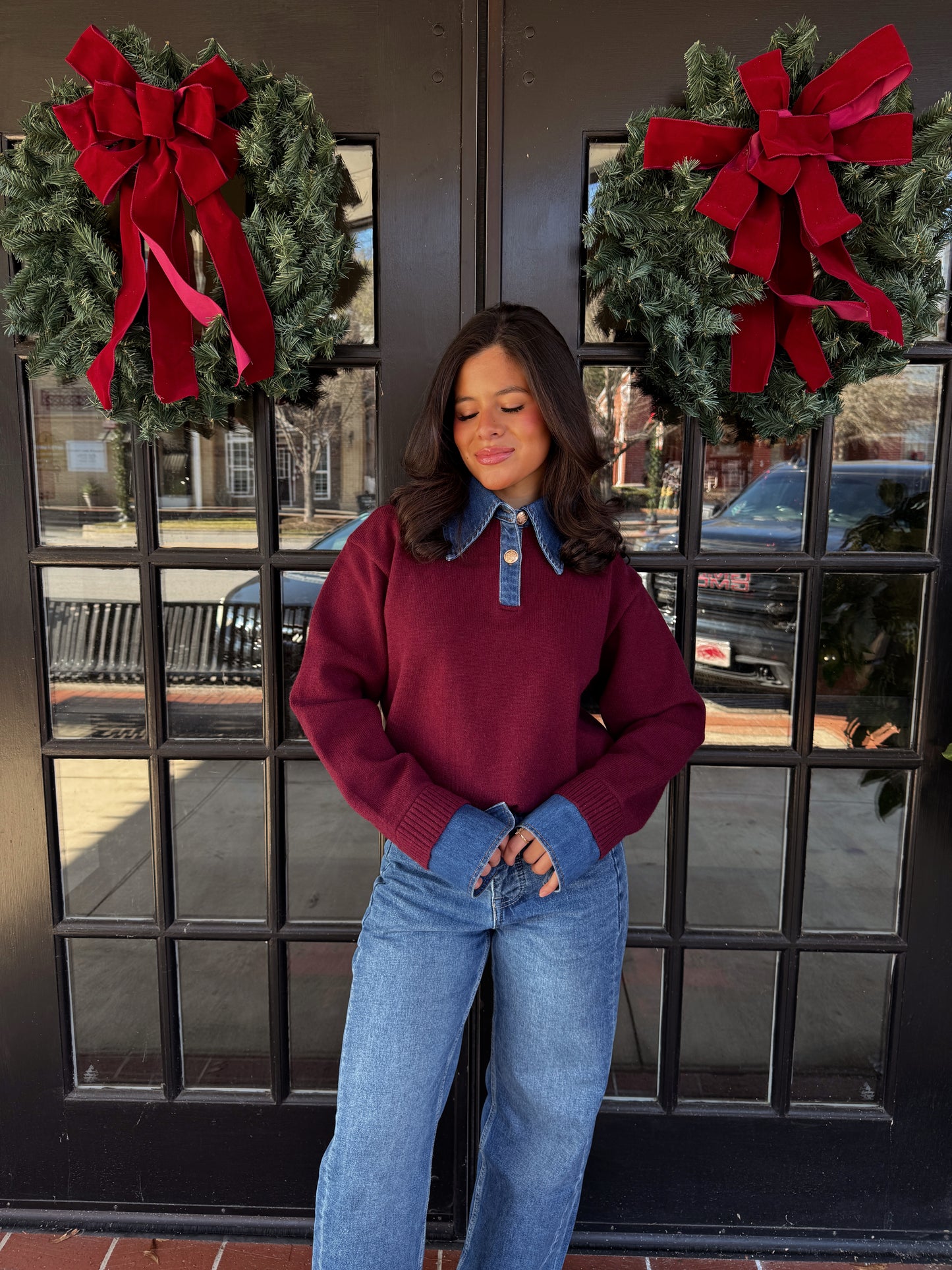 Burgundy Couture Polo Denim Knit