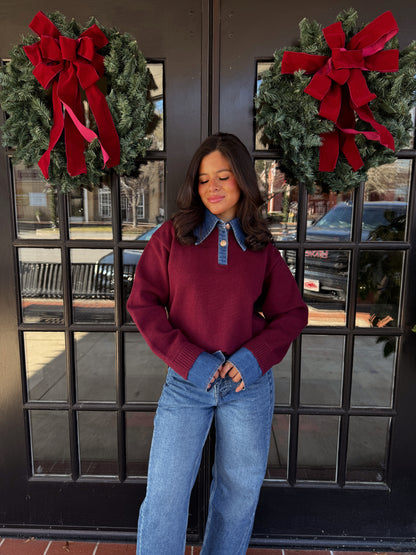 Burgundy Couture Polo Denim Knit