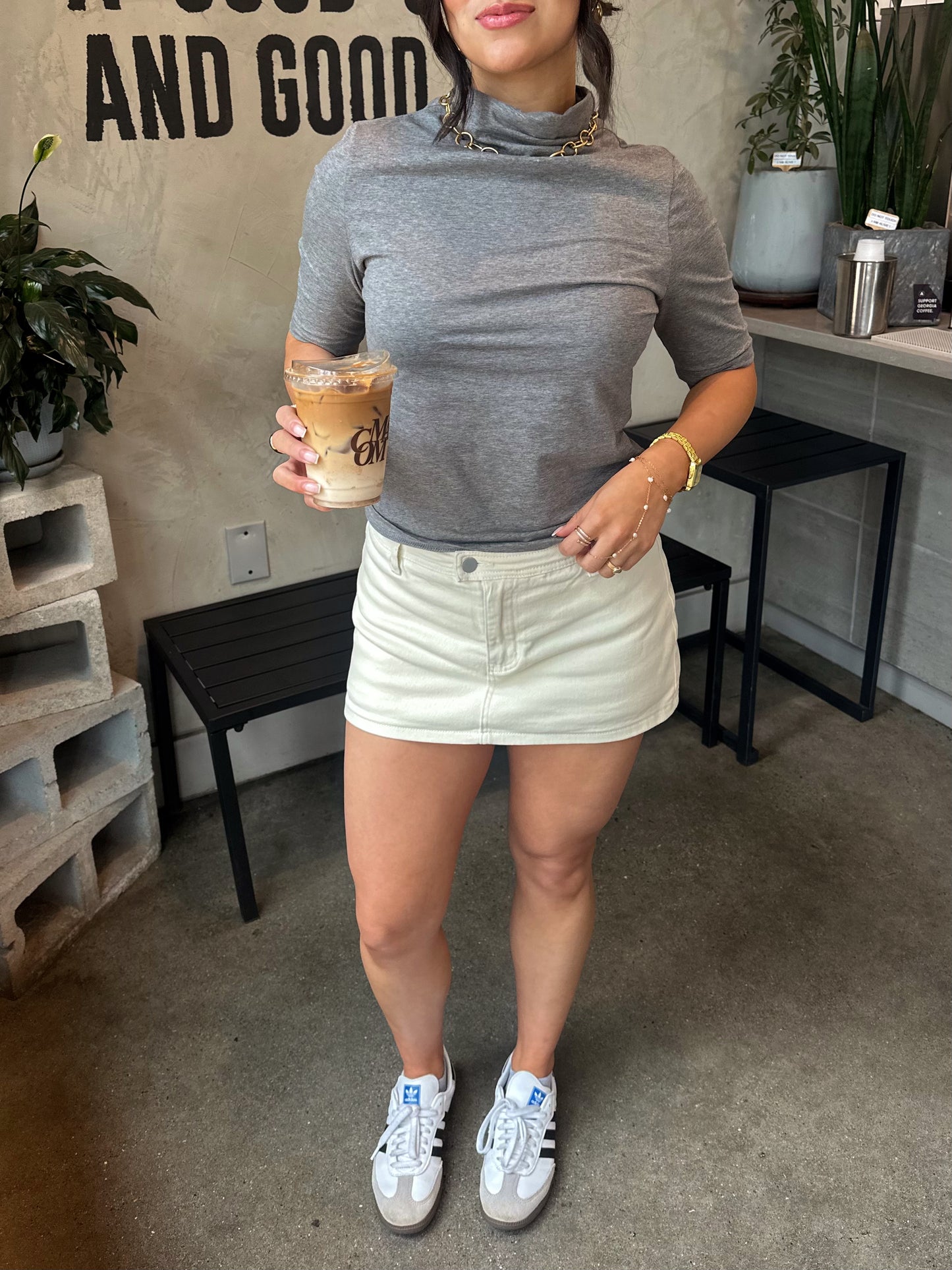 OOTD Cream Denim Mini Skort