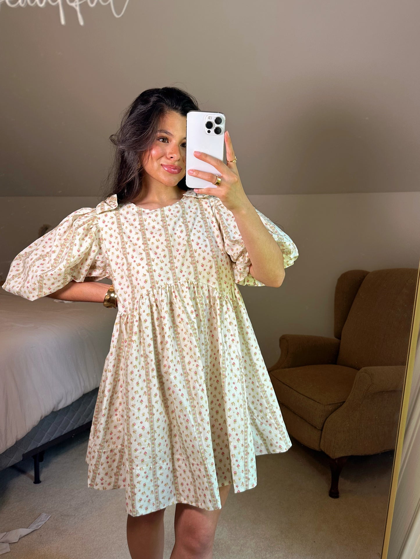 Ditsy Floral Bow Babydoll Dress