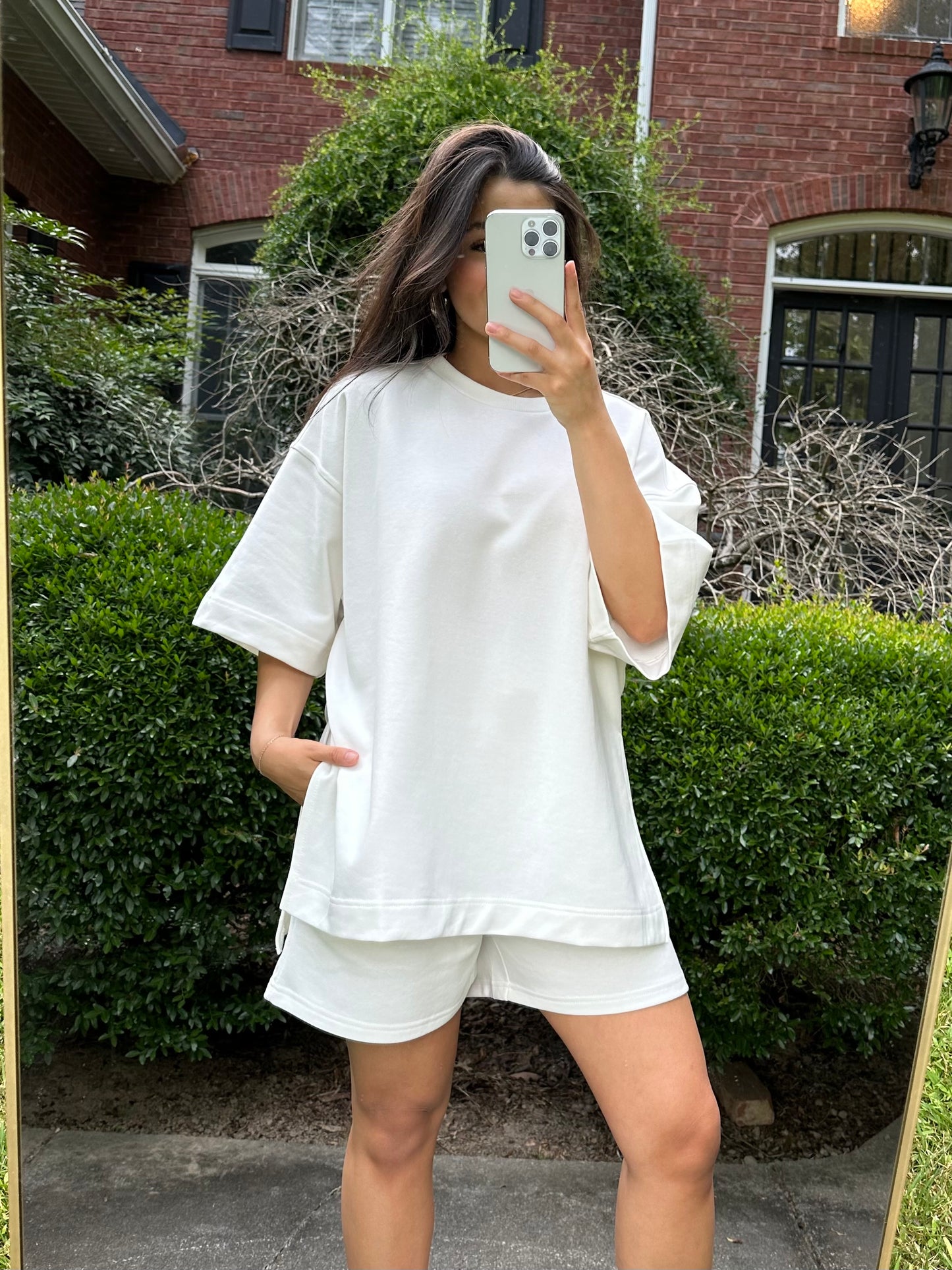 White Oversized Tee & Shorts Set