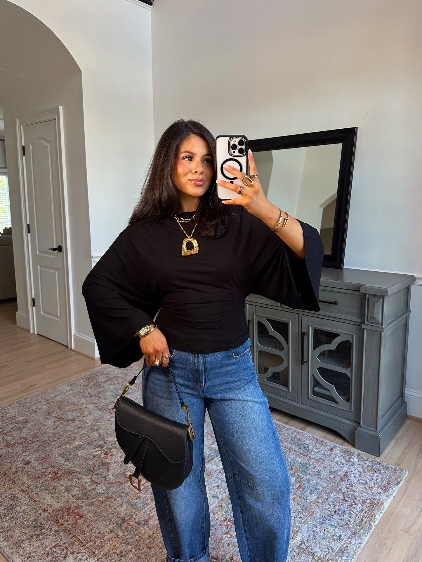 Tessa Black Dolman Top