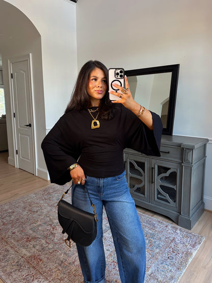 Tessa Black Dolman Top
