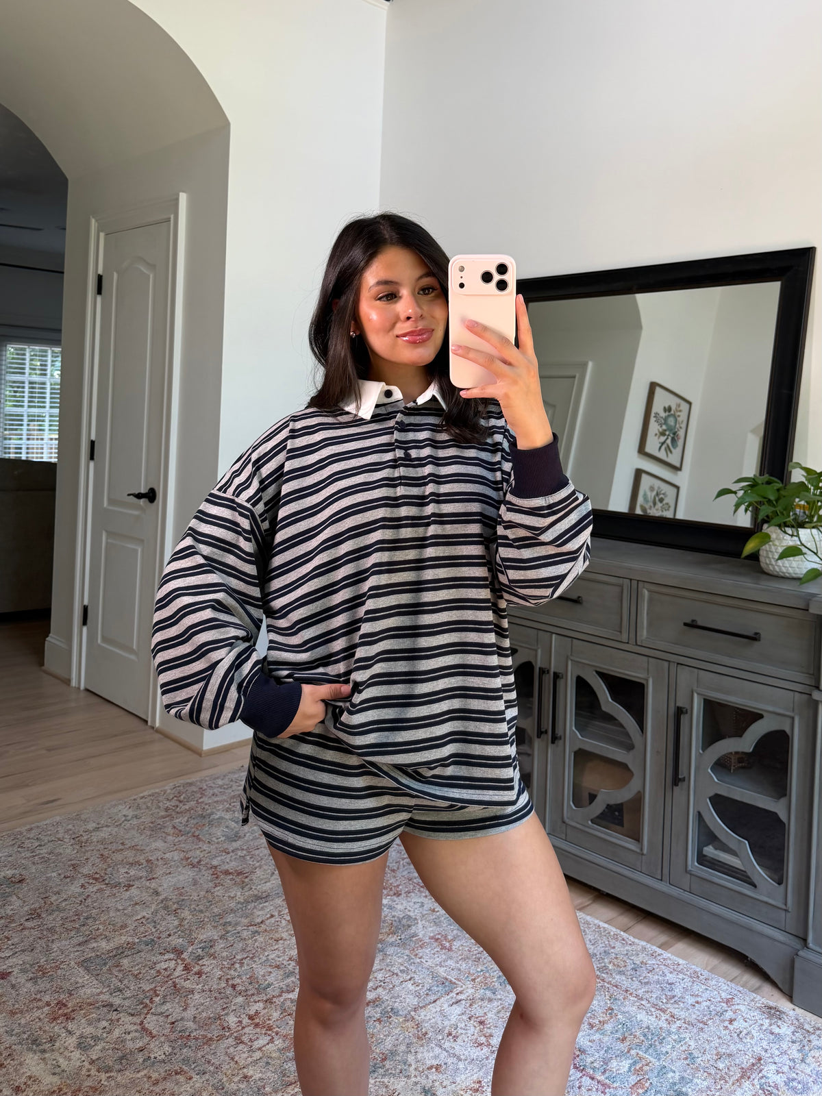 Sunday Club Striped Collegiate Set (Grey/Navy)
