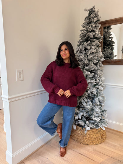 Burgundy Knit Reversible Sweater / Cardigan