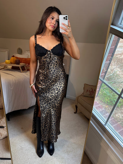 Black Lace Shimmer Leopard Dress