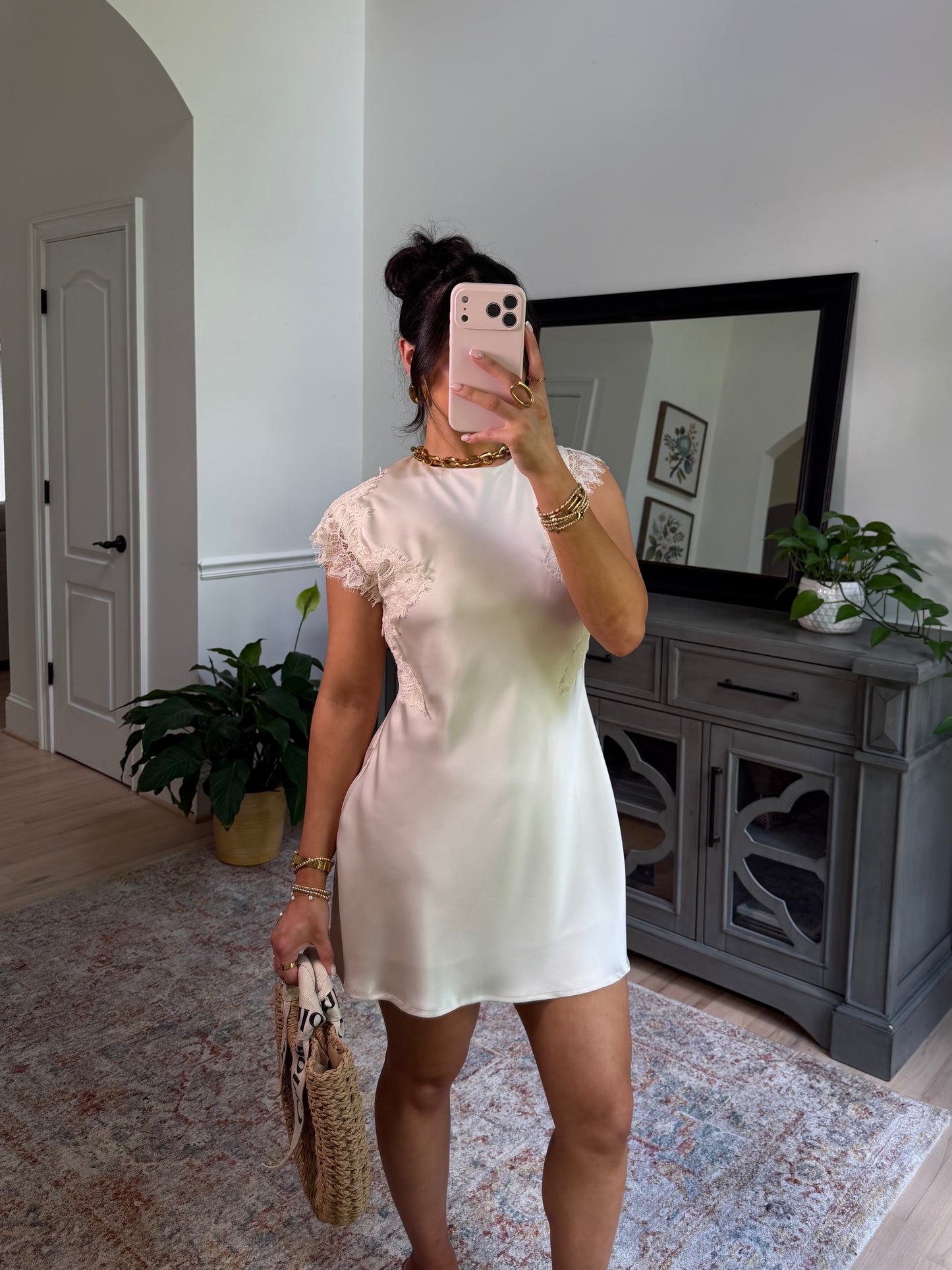 Clara Satin Lace Mini Dress