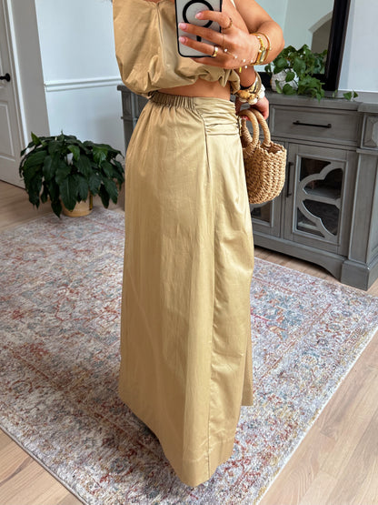 Tuscan Golden Petal Maxi Skirt (Tan)