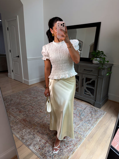 Pearl Buttercream Satin Skirt