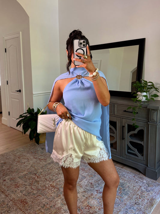 Daydreaming Lace Satin Shorts (Ivory)