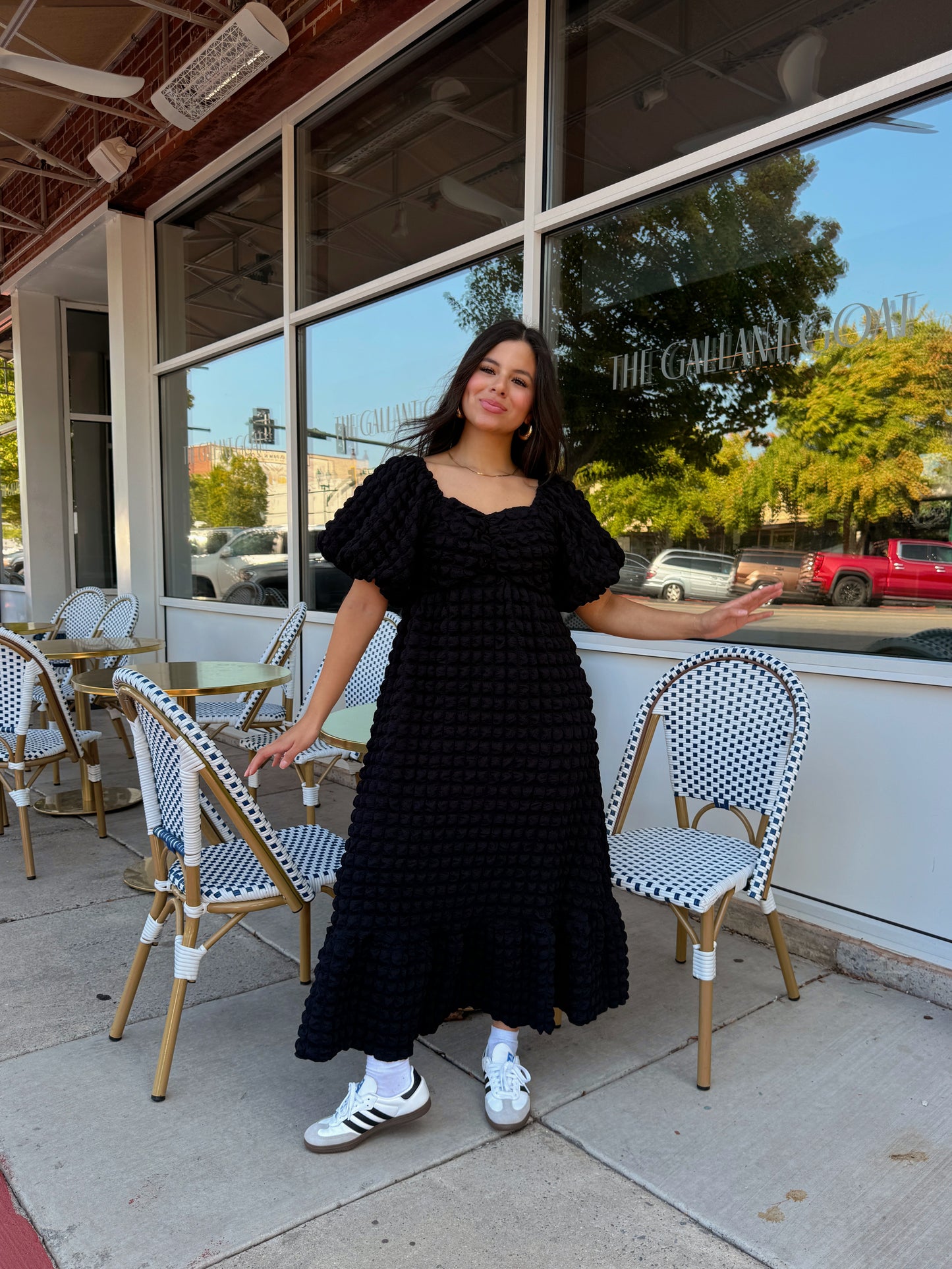 Black Puff Midi Dress