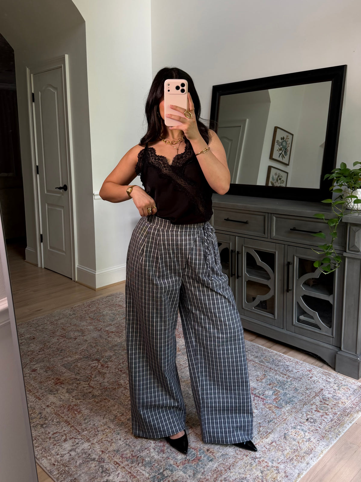 Ivy Black & White Plaid Pants