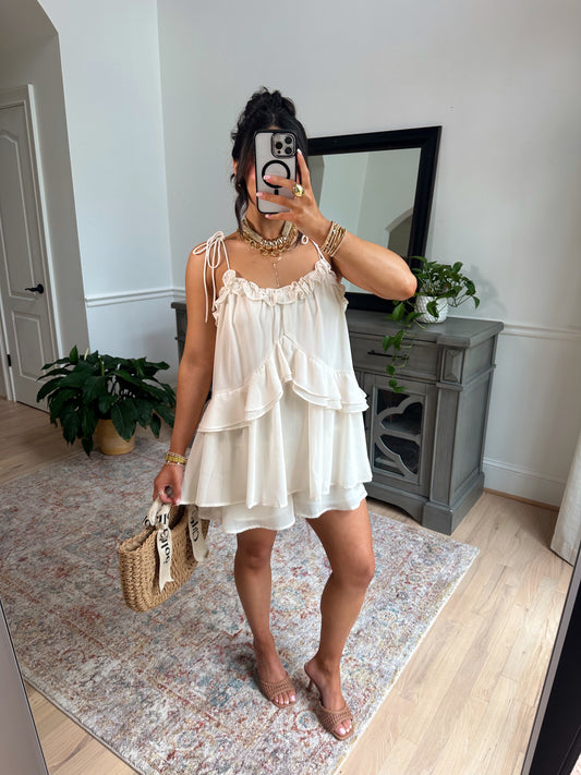 Favorite Girl Ruffle Romper (Ivory)
