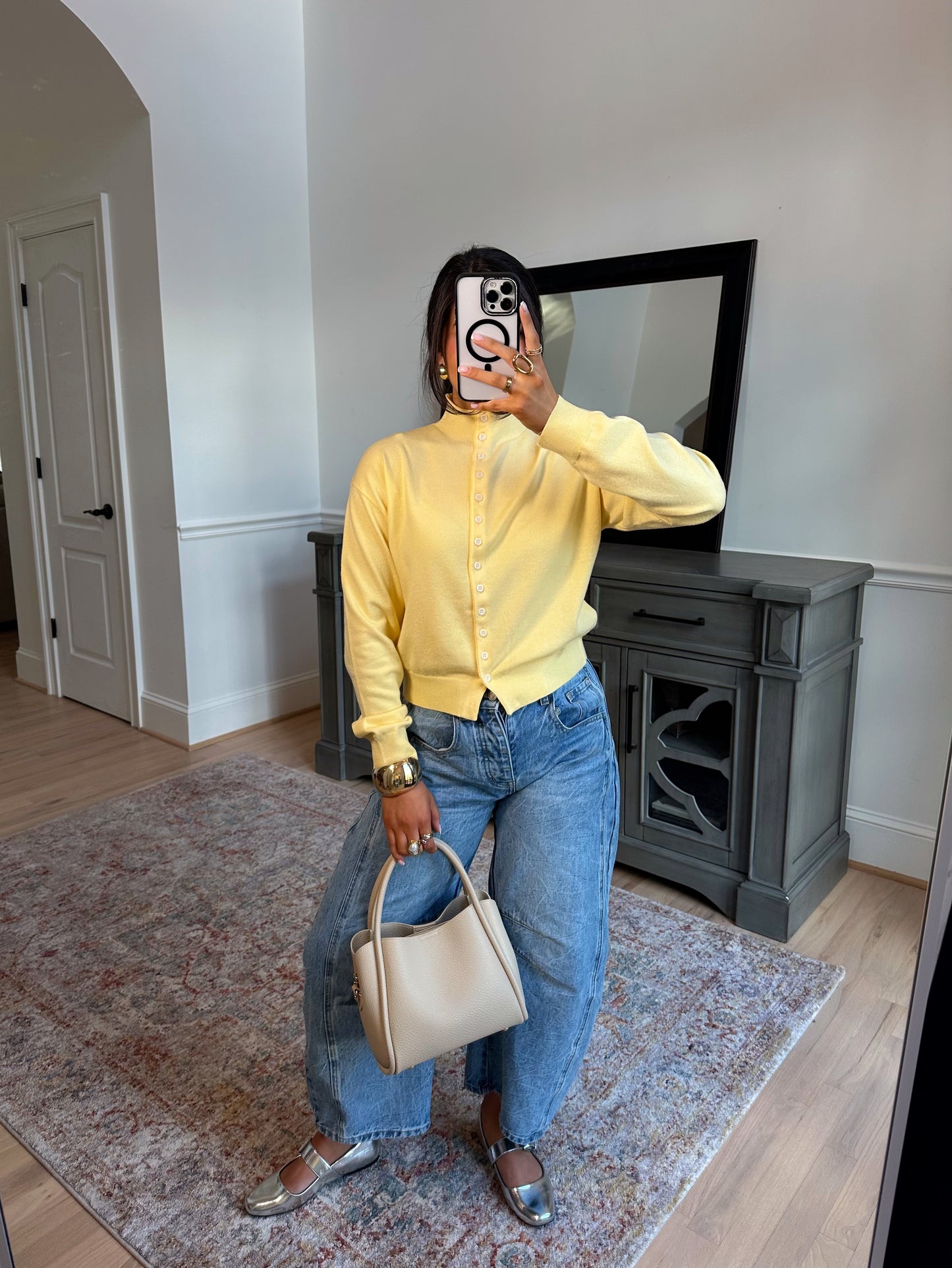 Dalilah Yellow Mockneck Cardigan