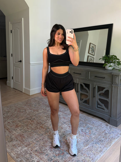 Black Contour Running Shorts