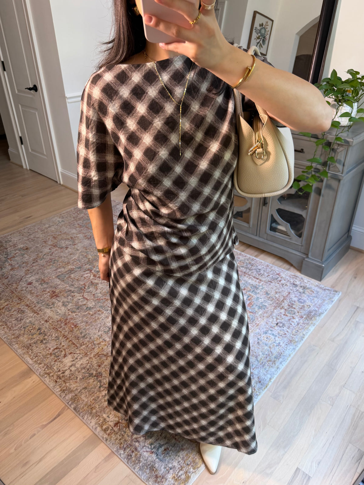 Aurora Brown Checkered Skirt