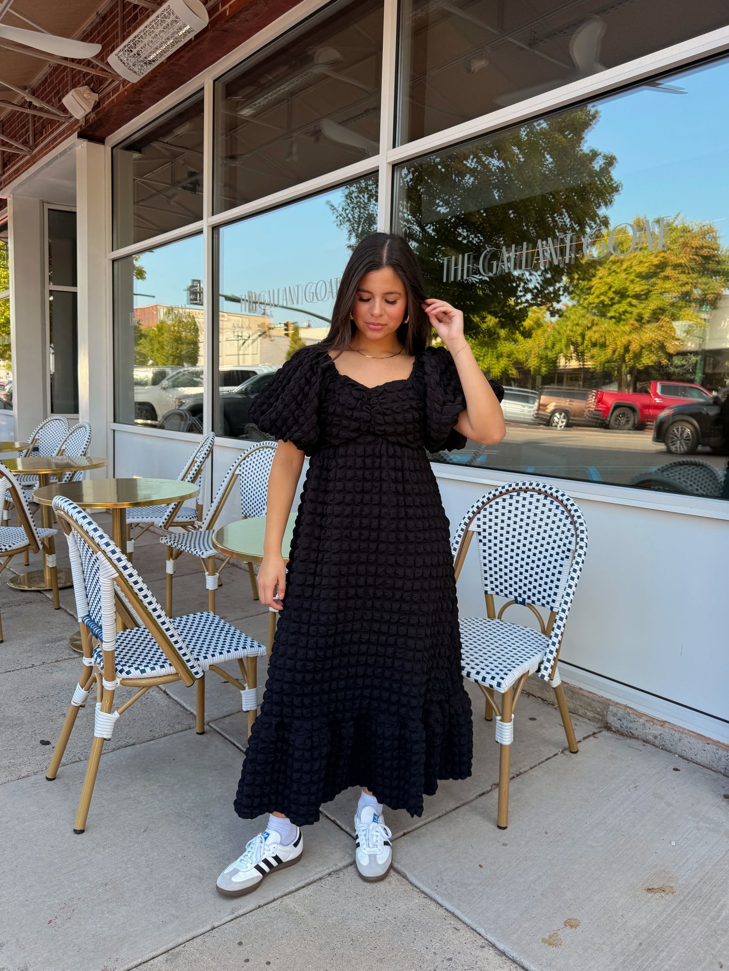 Black Puff Midi Dress