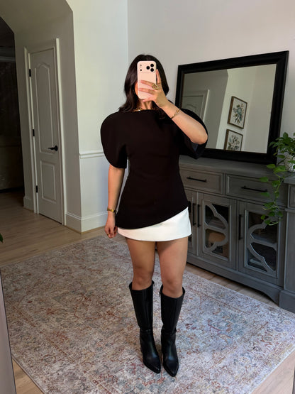 Chic Elegance Black Tailored Top