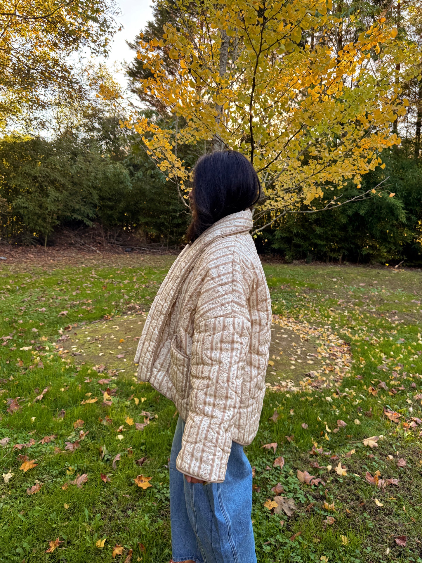 Leaves Are Falling Puff Quilted Jacket