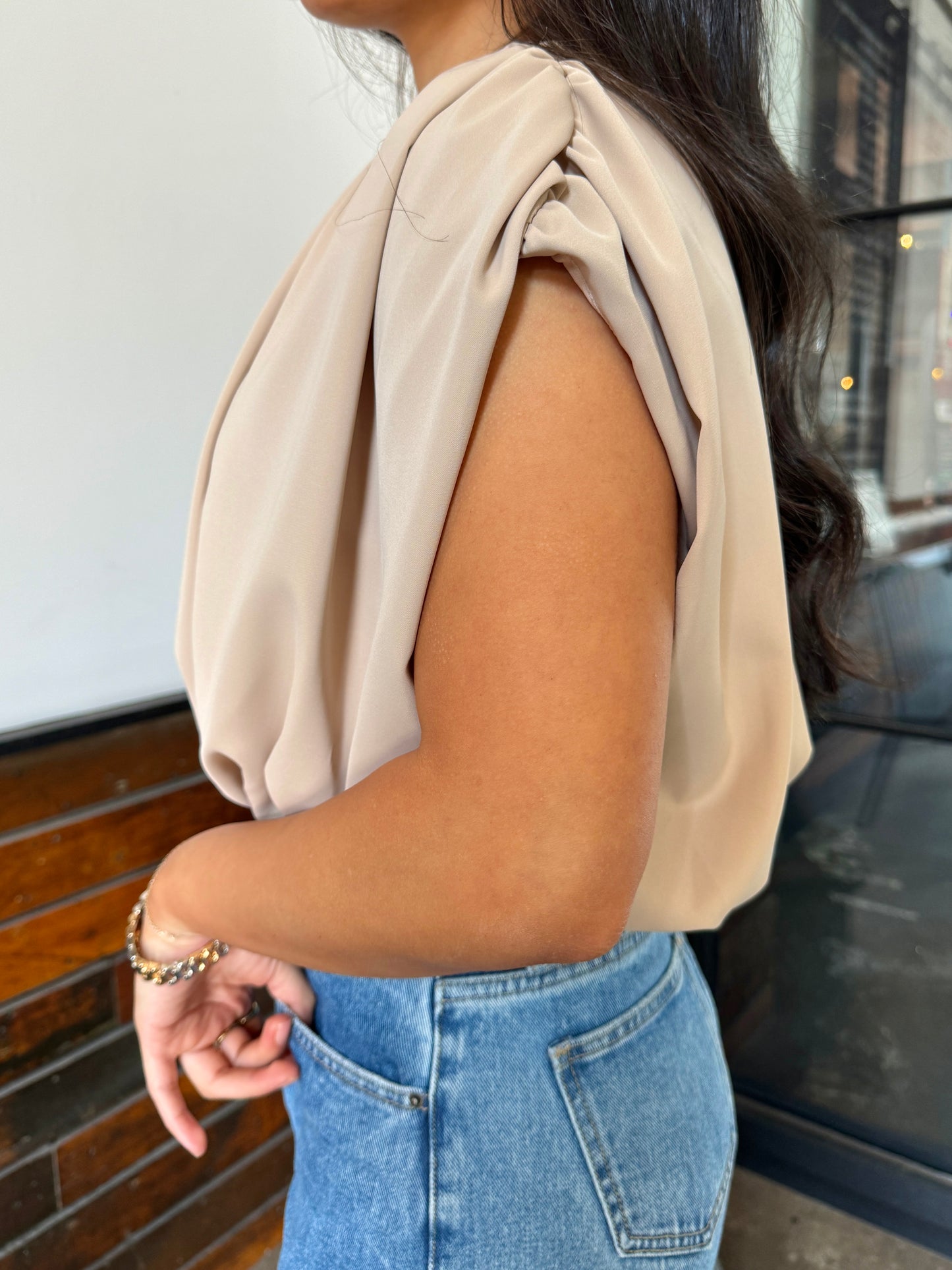 Tan Ruched Top