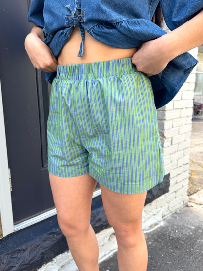 Green & Blue Striped Boxer Shorts