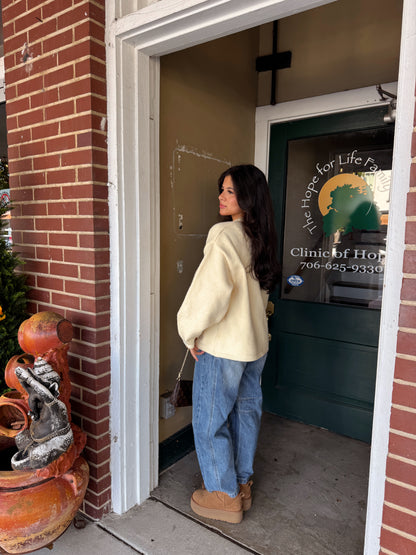 Butter Yellow Oversized Button Up Cardigan