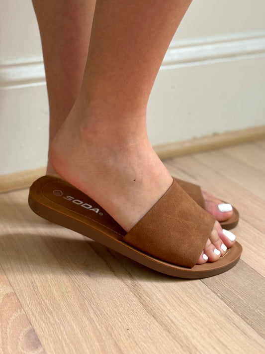 Tan Slip-On Sandals