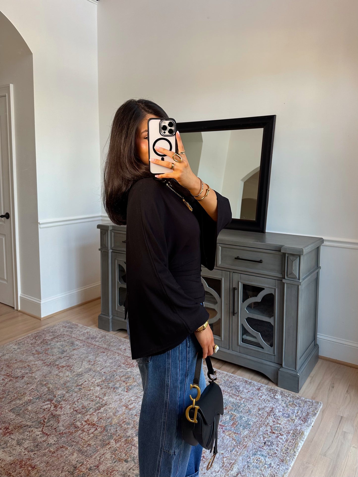 Tessa Black Dolman Top