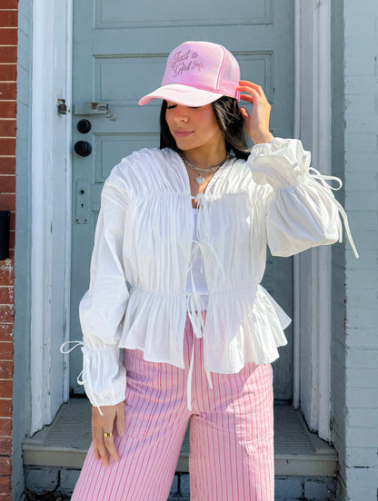 Darling White Ruffle Top