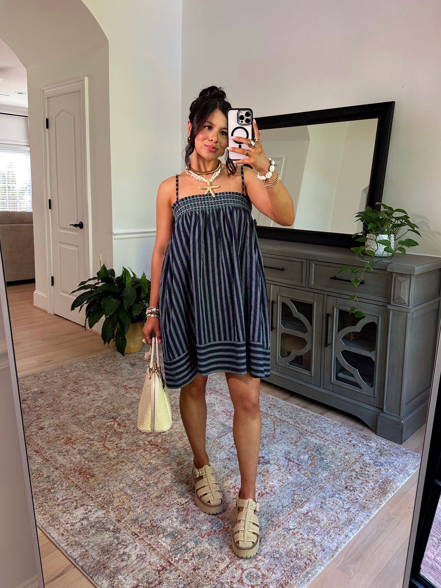 Ocean Air Smocked Stripe Dress