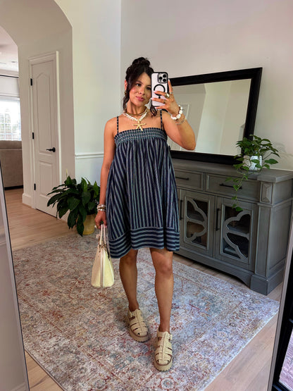Ocean Air Smocked Stripe Dress