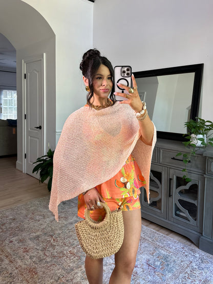 Peaches Knit Sequin Poncho