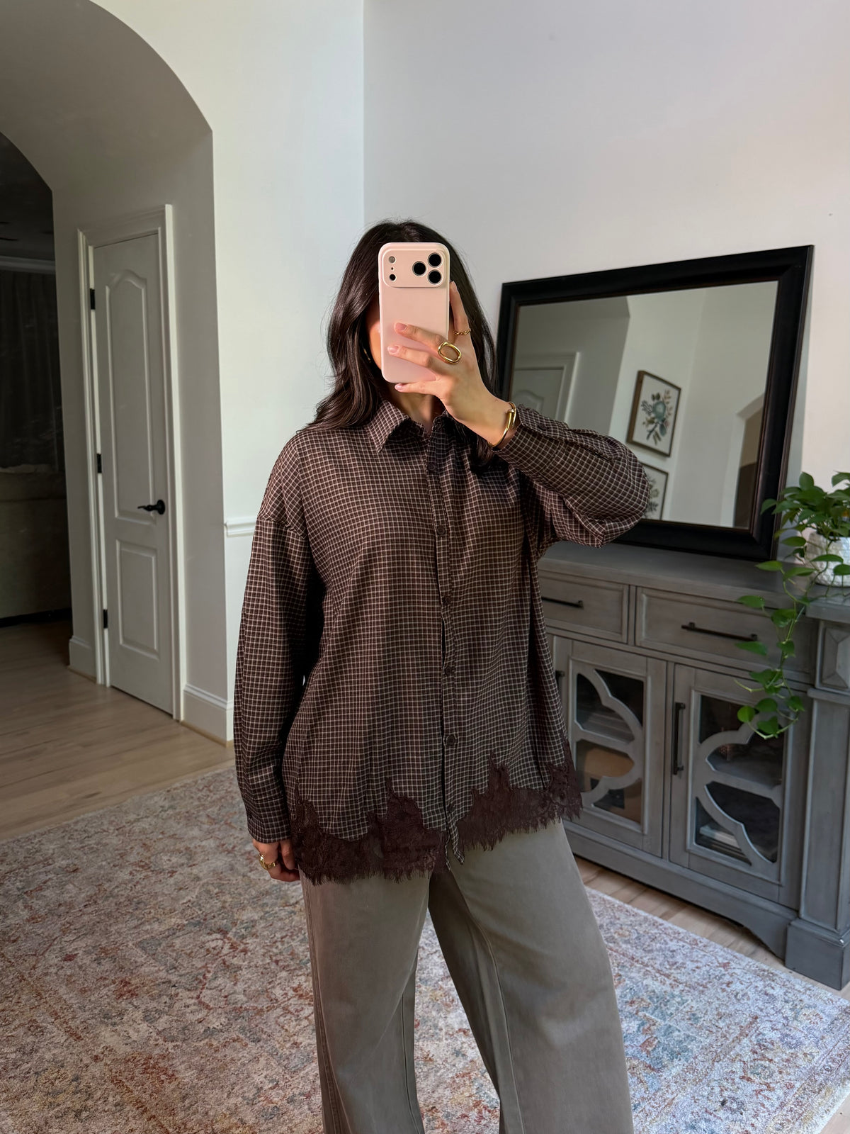 Mabel Plaid Lace Top