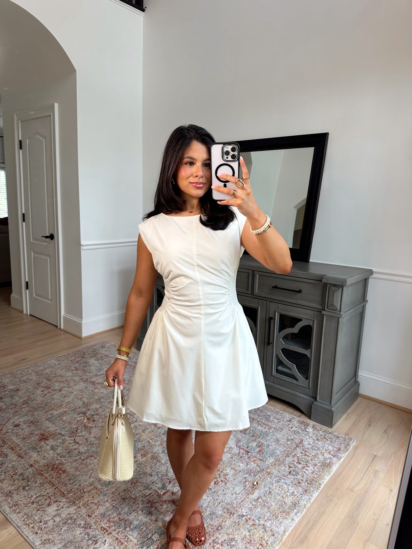 White Magnolia Pleated Dress