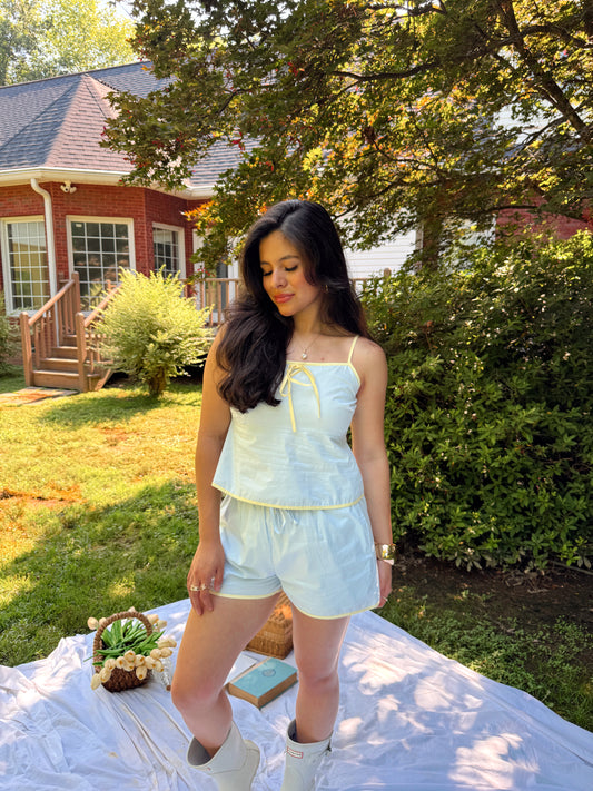 Pastel Blue & Yellow Top and Short Set