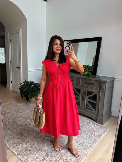 Almalfi Sunset Midi Dress (Red)