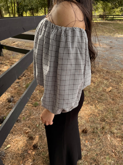 Black & White Plaid Top