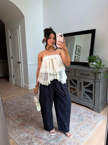 Coconut Lace Ruffle Top