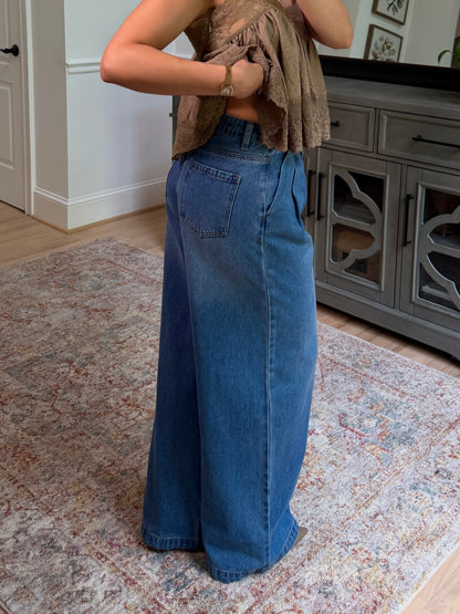 Oakley Pleated Wide Leg Jeans