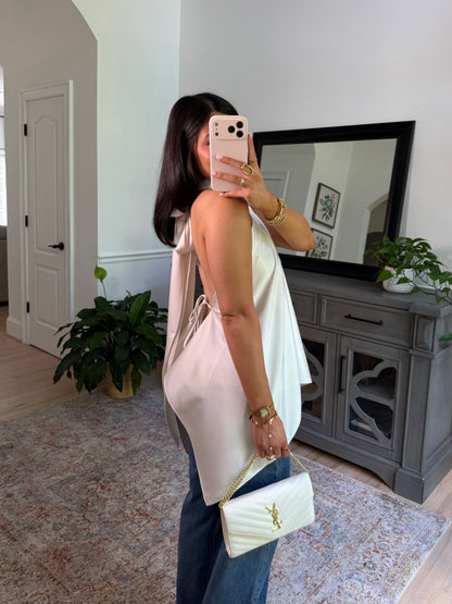 Pearl Satin Open Back Top