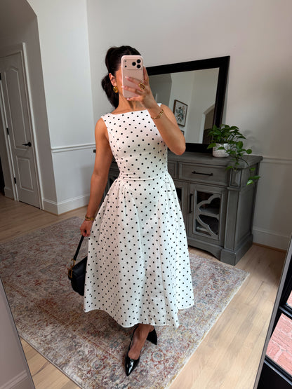 Old Money Polka Dot Midi Dress