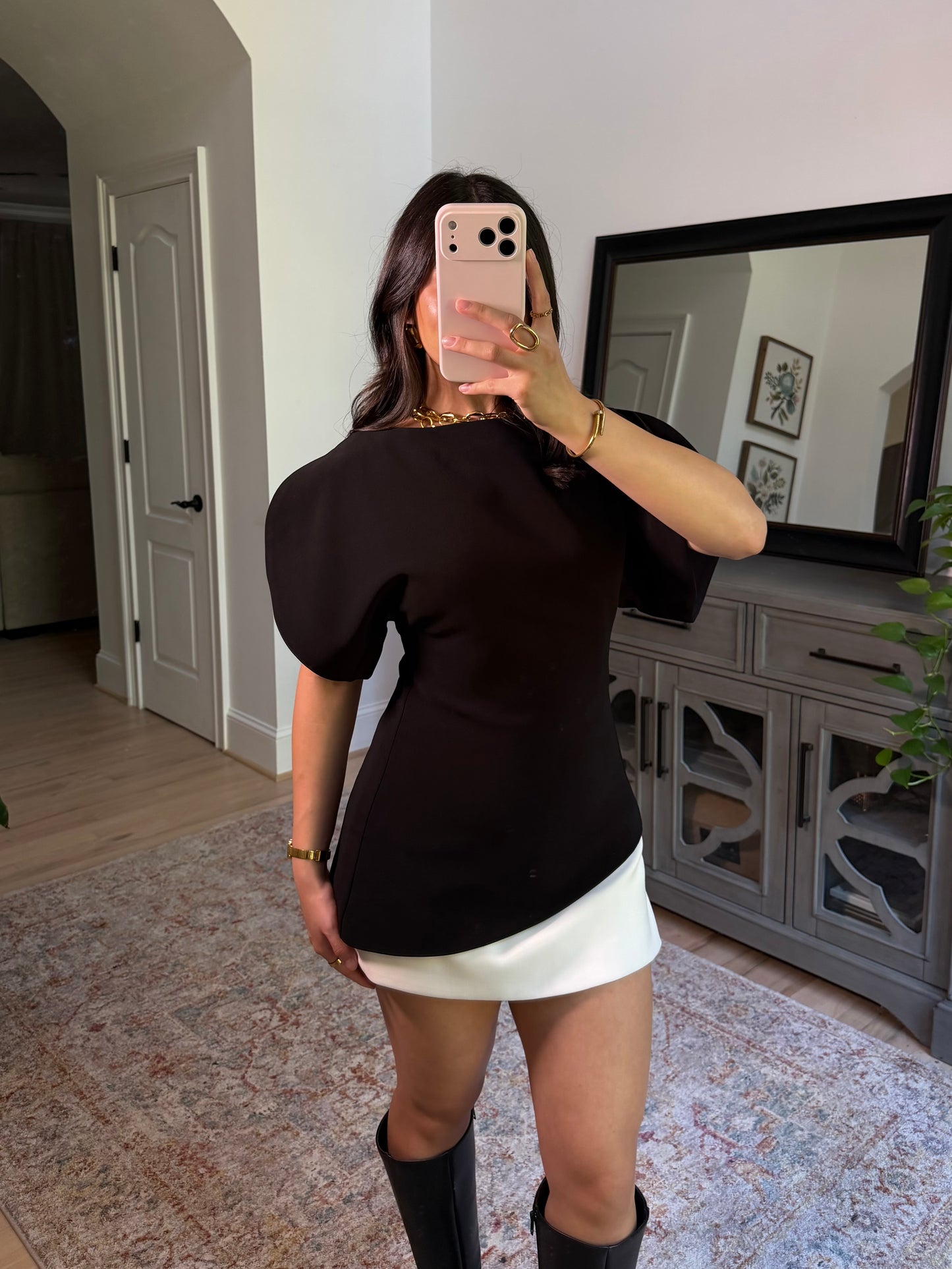 Chic Elegance Black Tailored Top