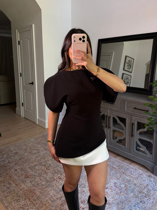 Chic Elegance Black Tailored Top