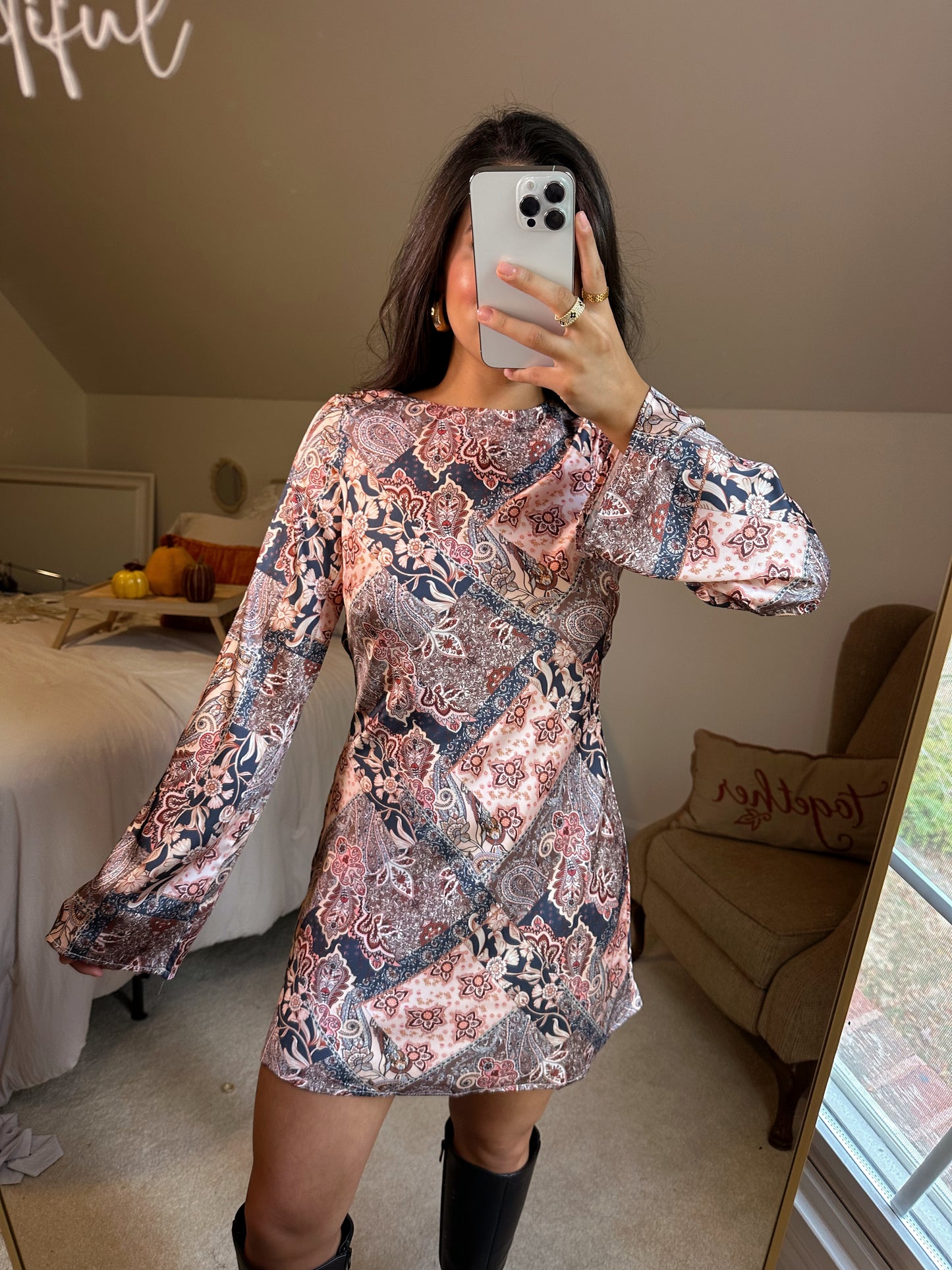 Paisley Open Back Dress