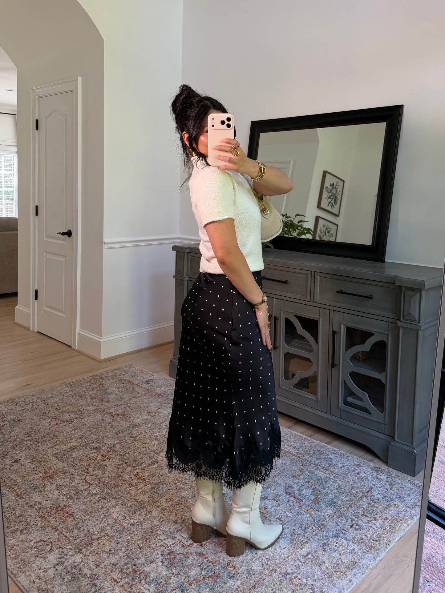 Parisian Polka Dot Satin Lace Skirt