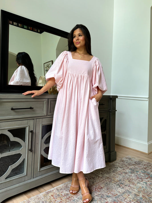 Baby Pink Puff Sleeve Dress