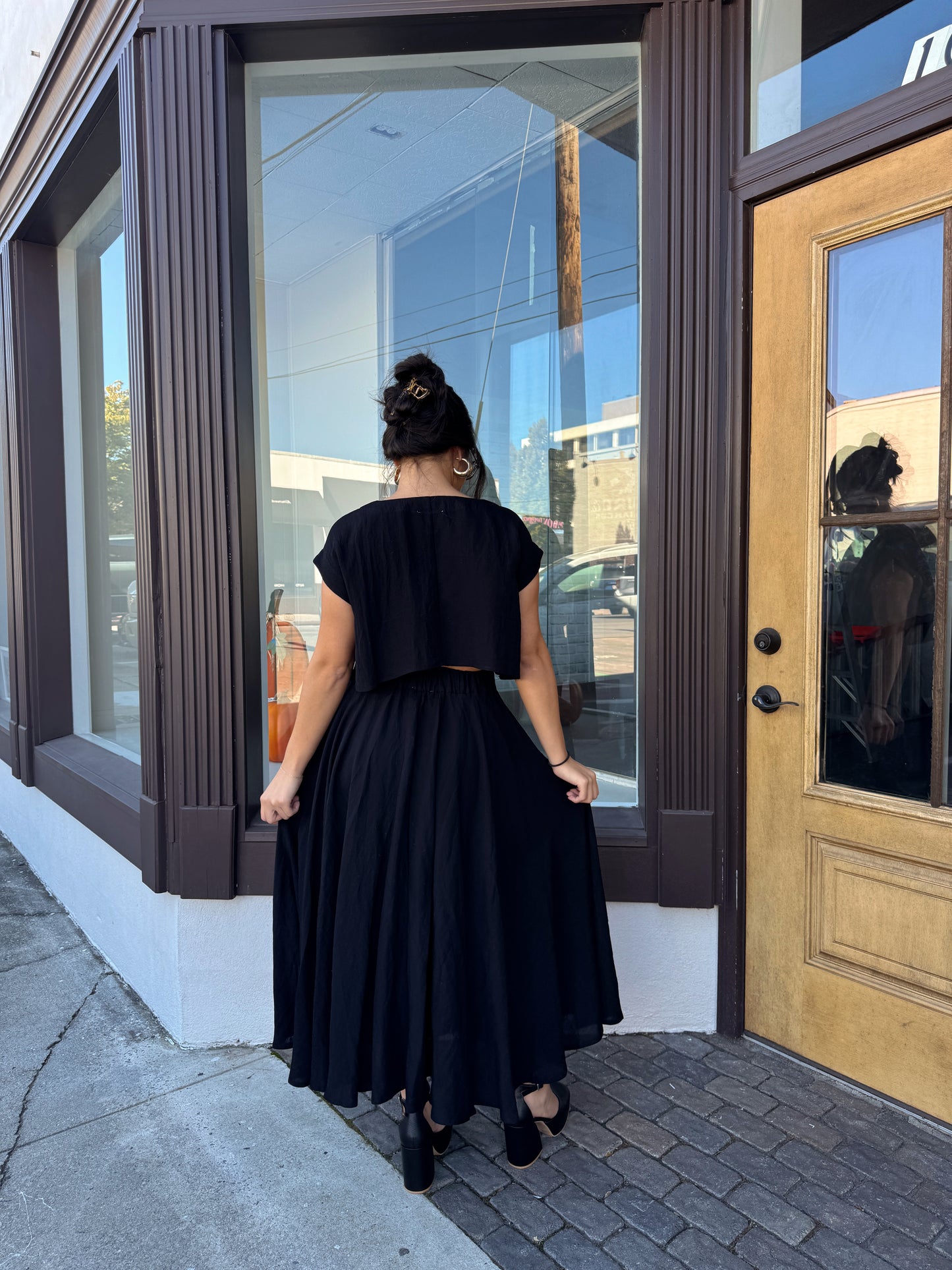 Black Top & Skirt Set