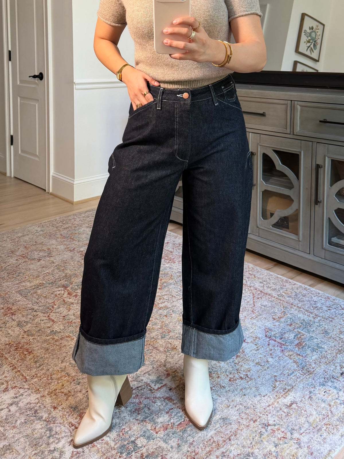 Cynthia Cargo Dark Denim Jeans