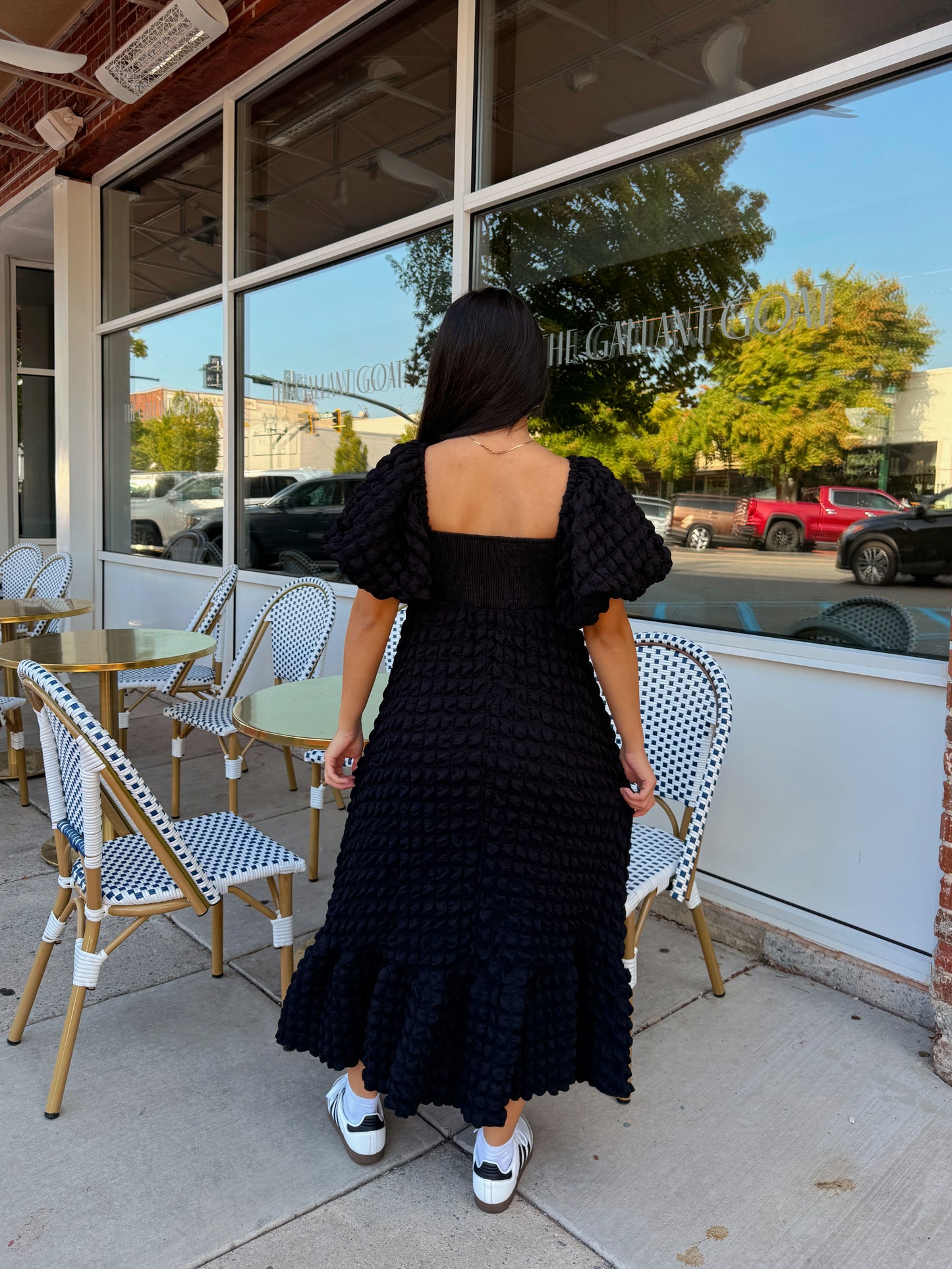 Black Puff Midi Dress