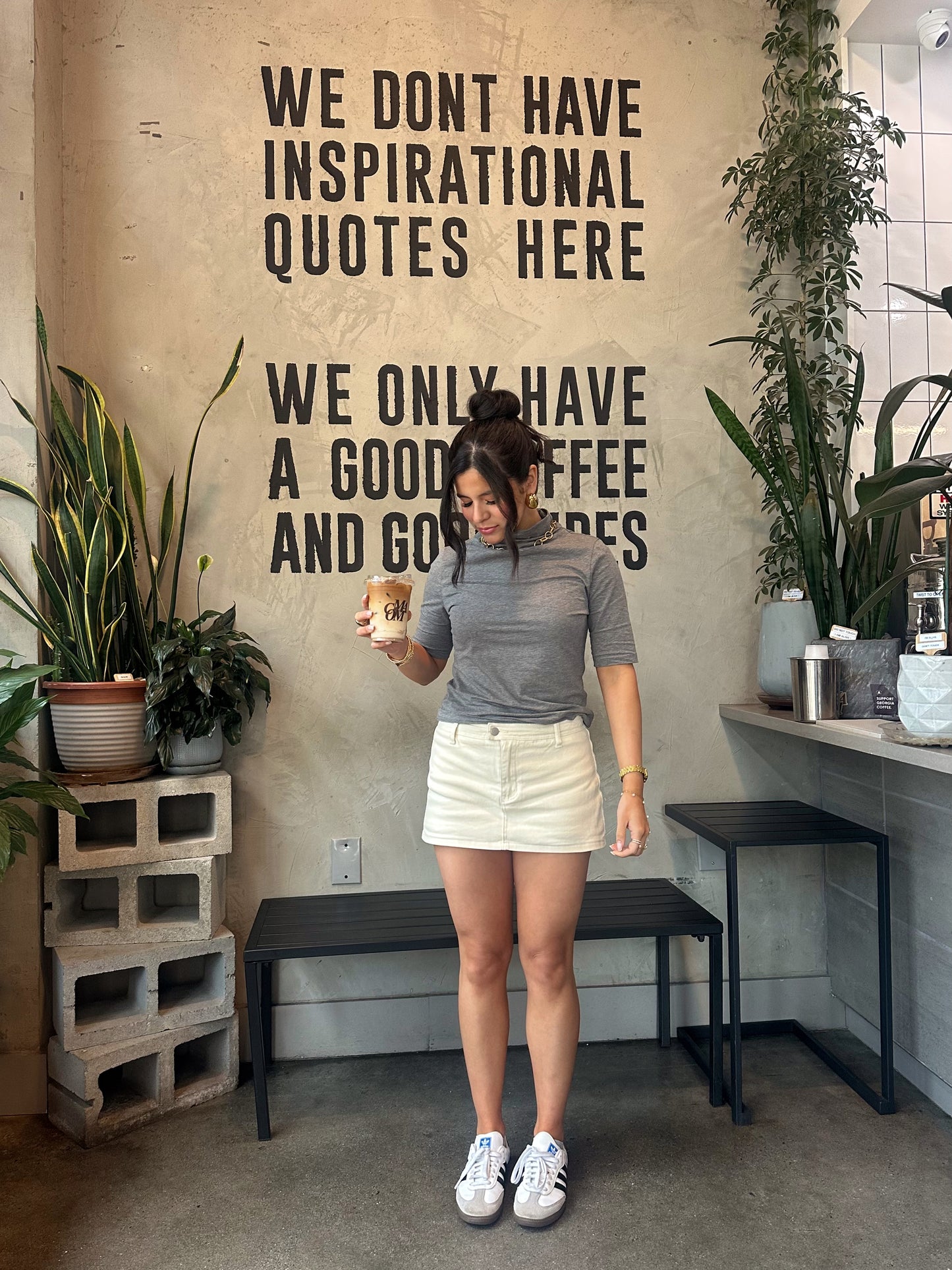 OOTD Cream Denim Mini Skort